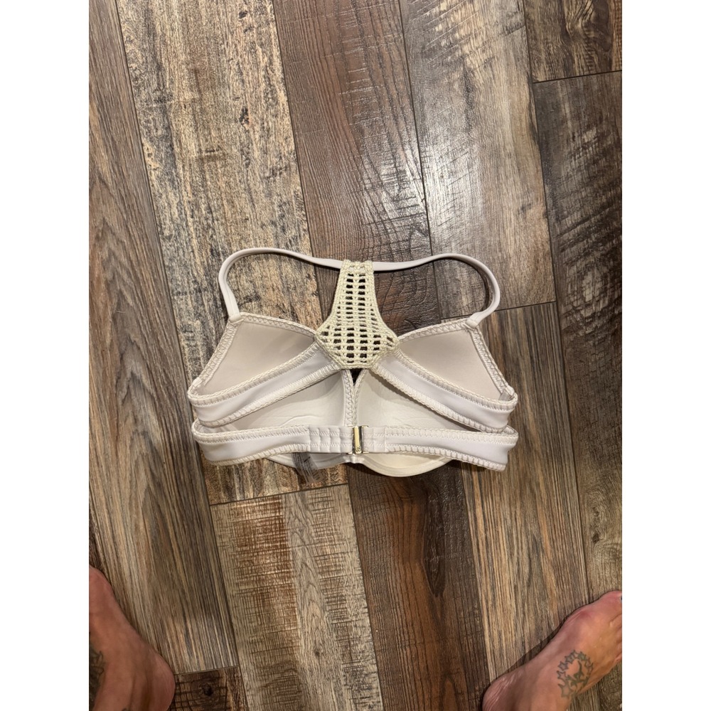 Victorias Secret Swim White Crochet Racerback Push Up Bikini Top 36DD Underwire